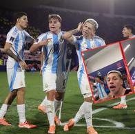 Jugadores de Argentina festejando su victoria contra Colombia en el Mundial Sub-20