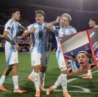 Jugadores de Argentina festejando su victoria contra Colombia en el Mundial Sub-20