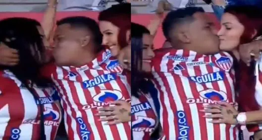 Hincha del Junior volvió a aparecer en la kiss cam, besó a sus dos novias y les propuso matrimonio en el estadio Metropolitano Roberto Meléndez.