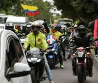 BOGOTA, COLOMBIA - AUGUST 28: Motorcyclists take part in a protest held against 50% gasoline price hike in Bogota, Colombia on August 28, 2023. (Photo by Juancho Torres/Anadolu Agency via Getty Images)