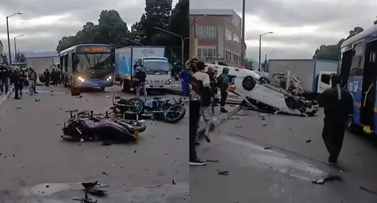 Dos motociclistas murieron en duro accidente Bogotá: hay varios vehículos