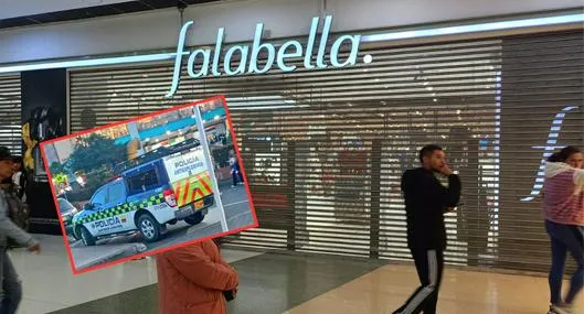 Así se vio una de las tiendas de Falabella en Bogotá que cerraron temporalmente por la presencia de un explosivo. La Policía hizo presencia y la empresa aclaró lo sucedido