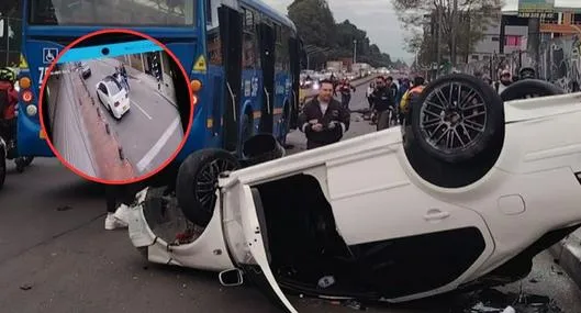 Así quedó el carro involucrado en un accidente en Bogotá que dejó a dos motociclistas muertos