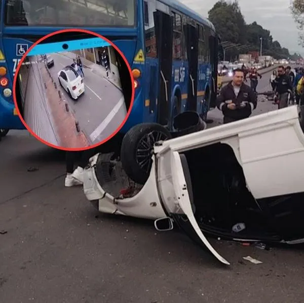 Así quedó el carro involucrado en un accidente en Bogotá que dejó a dos motociclistas muertos