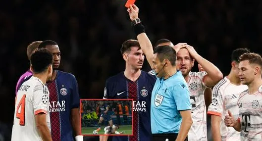 Luis Díaz, expulsado de PSG vs. Bayern: dura pata a Achraf Hakimi y roja
