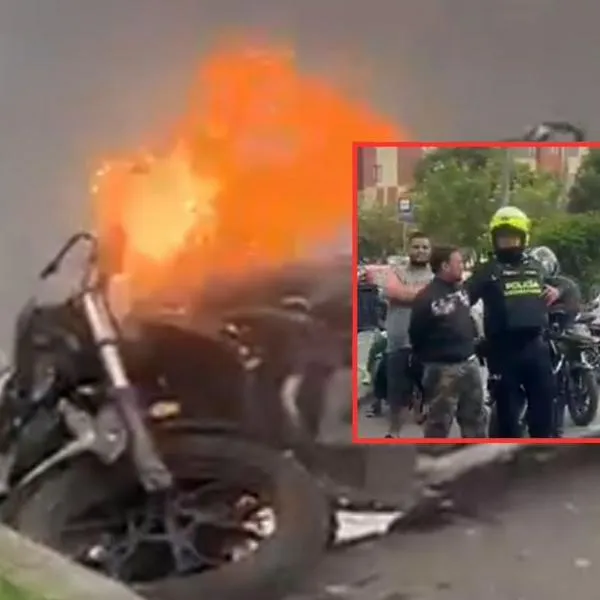 Intentan linchar a  ladrón y le queman moto por robo de celular en Bogotá