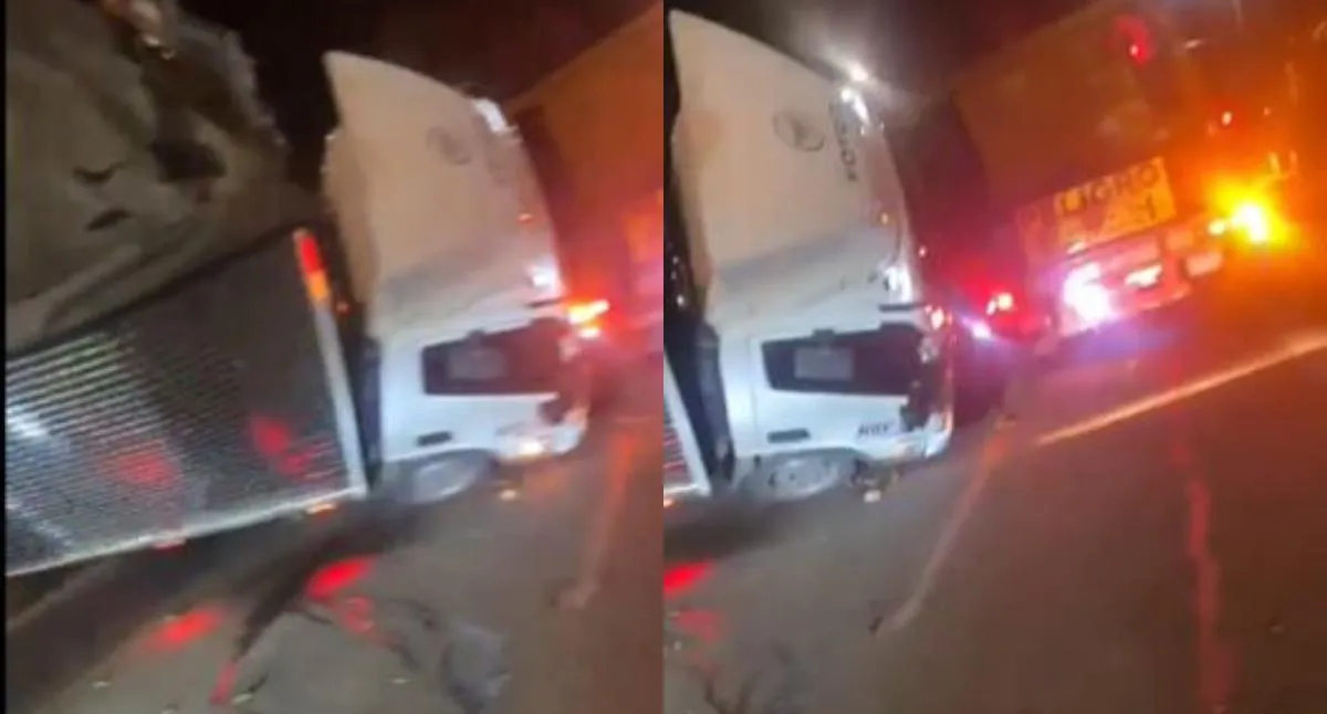 Grave accidente en el norte de Bogotá: camión se volcó luego de chocar contra tractomula y hay 2 heridos por el fuerte choque.