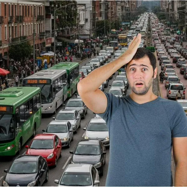Un conductor en Bogotá no se aguantó el trancón y mandó su camioneta por andén