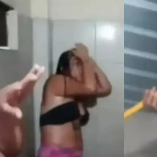 Mujer encontró a su esposo con la amante y la cogió a palo en la ducha