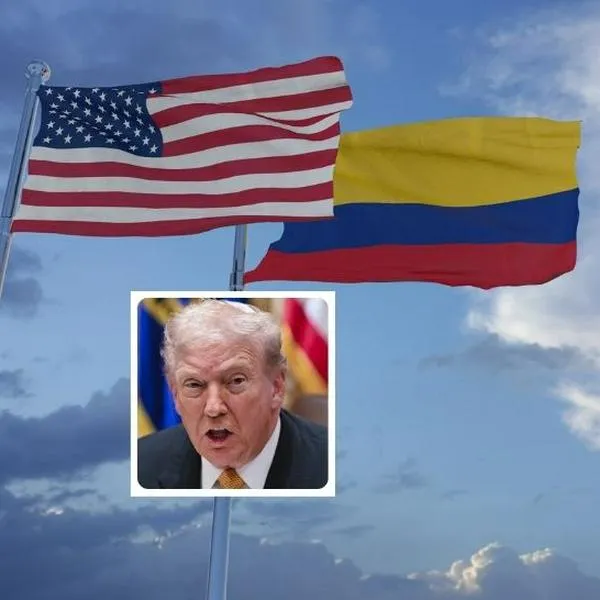 Foto de banderas de Estados Unidos con Colombia y de Donald Trump, en nota de qué significa ser aliado Extra-Otán, estatus que Trump busca quitarle a Colombia