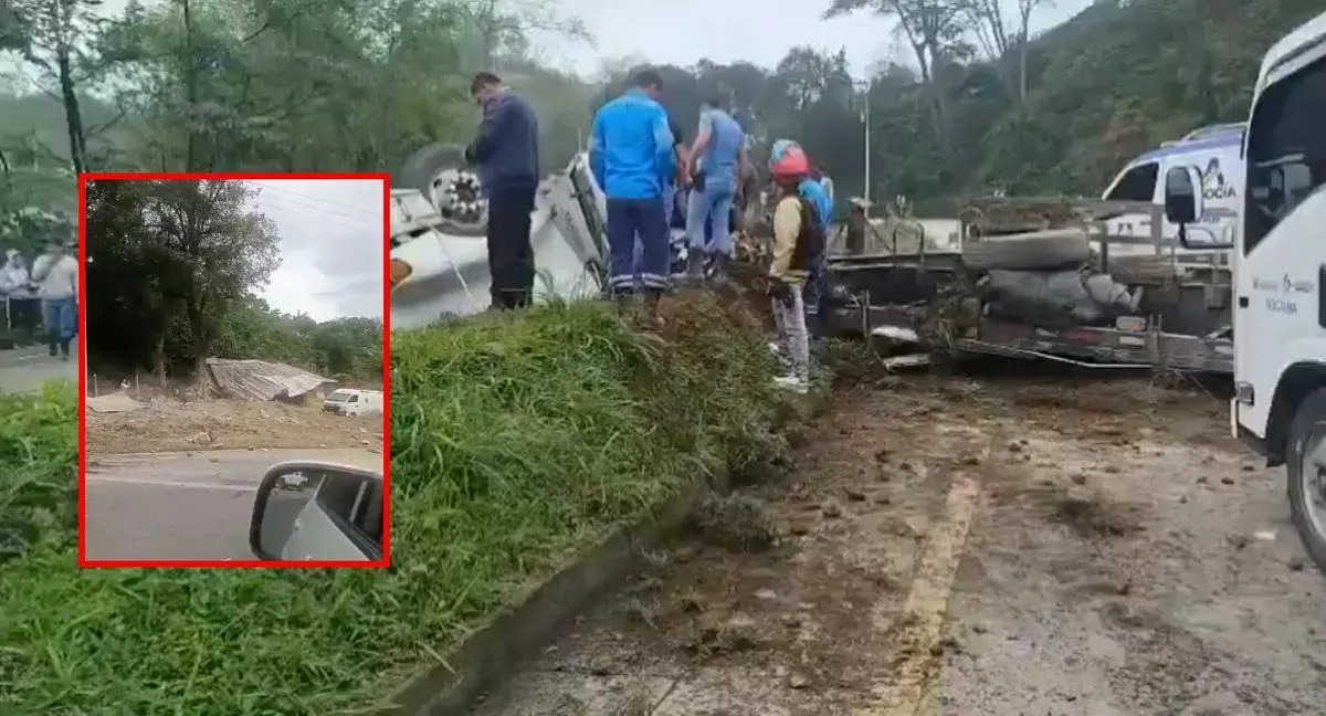 Accidente hoy en vía La Vega–Bogotá: tractocamión volcado bloquea ambos sentidos