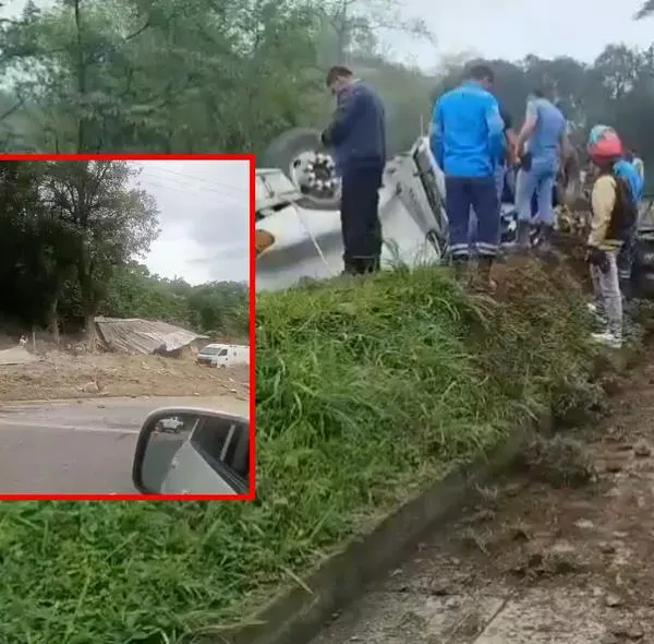 Accidente hoy en vía La Vega–Bogotá: tractocamión volcado bloquea ambos sentidos