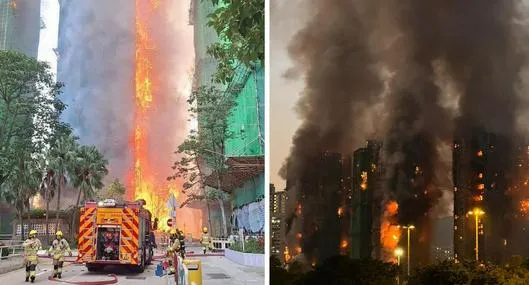 Hong Kong sufre inmenso incendio en conjunto y hay 13 muertos; videos asustan