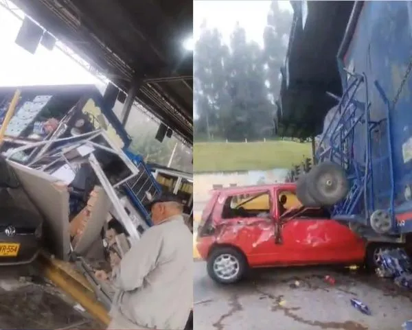 Grave accidente de tránsito en Boyacá: camión quedó inscrustado en peaje