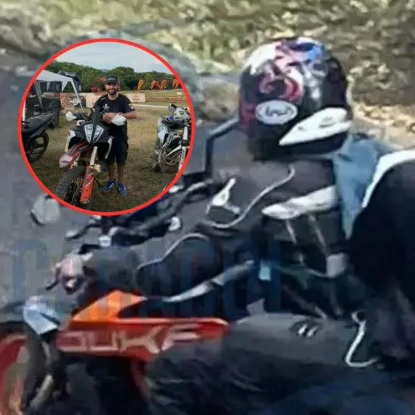 Al fondo, los ladrones en moto que asesinaron a Jean Claude Bossard (círculo), en medio de un robo en Bogotá