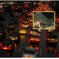 Autopista Norte Bogotá: tractomula de Indumil se partió y arma trancón en Bima