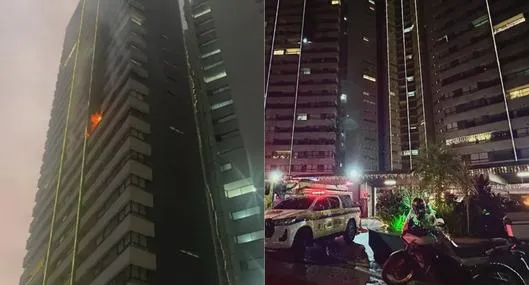 Así quedó evidenciado un incendio en un edificio de Medellín, en medio de la celebración del Día de las Velitas