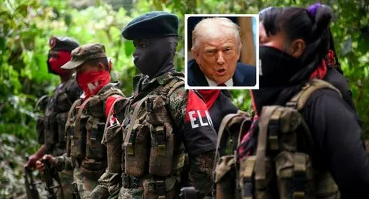 Fotos de Eln y Donald Trump, en nota de que Eln anunció un paro armado desde el 14 de diciembre por Donald Trump en Colombia