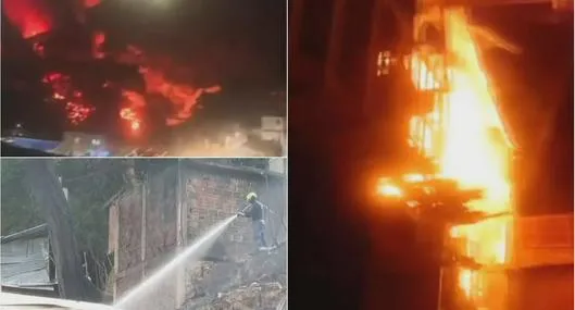 Así se vio el incendio en Bucaramanga que dejó más de 50 casas afectadas