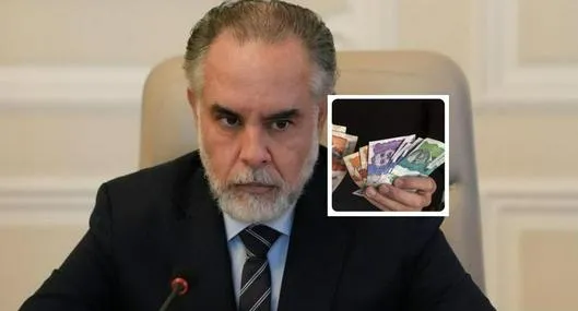 Fotos de Armando Benedetti y dinero colombiano, en nota de cómo queda salario mínimo de Colombia en 2026, si Armando Benedetti acierta dato