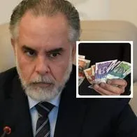 Fotos de Armando Benedetti y dinero colombiano, en nota de cómo queda salario mínimo de Colombia en 2026, si Armando Benedetti acierta dato