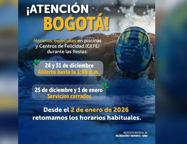 Bogotá tendrá horarios especiales en piscinas y Centros Felicidad durante fiestas de fin de año 