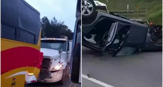 Trancón por accidente en la vía Bogotá Tunja: cuatro carros involucrados