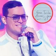Revelan conmovedoras carta que escribió Yeison Jiménez de su puño y letra
