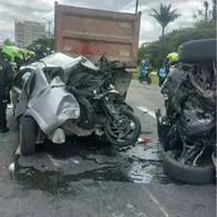 Moto del accidente en el que iban ladrones en Bogotá: dueño es un policía