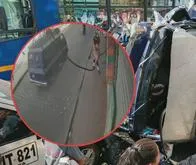 Video del momento en el que camioneta pierde el control y causa accidente