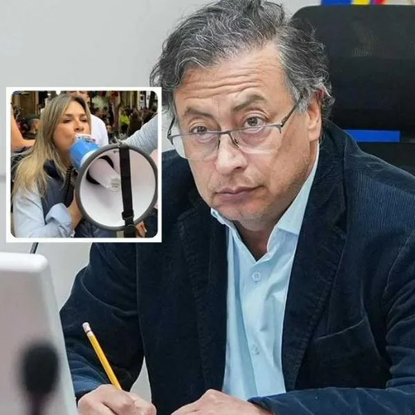 Fotos de Gustavo Petro y Vicky Dávila, en nota de por qué Vicky Dávila lanzó reto a Gustavo Petro con megáfono en Medellín: video
