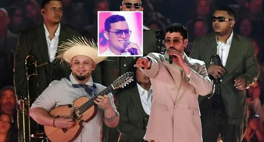 Fotof de José Eduardo Santana junto a Bad Bunny y de Yeison Jiménez, en nota de quién es el músico de Bad Bunny que hizo homenaje a Yeison Jiménez en Medellín