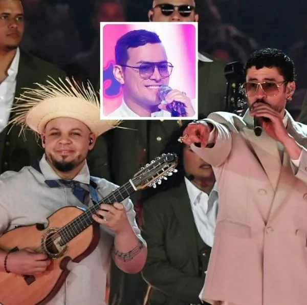 Fotof de José Eduardo Santana junto a Bad Bunny y de Yeison Jiménez, en nota de quién es el músico de Bad Bunny que hizo homenaje a Yeison Jiménez en Medellín