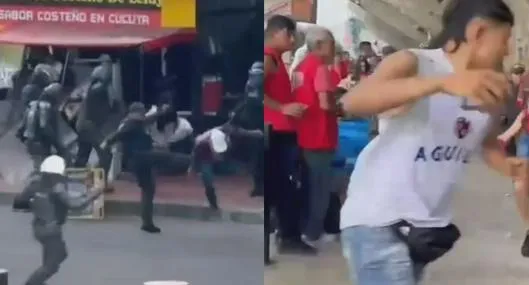 Así se vieron los disturbios en medio de las peleas de hinchas en el clásico Cúcuta vs. Bucaramanga, que dejó un muerto