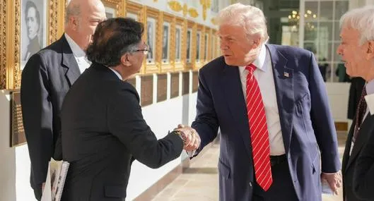 Primera foto de la reunión entre el presidente Gustavo Petro y Donald Trump, el cual se desarrolla en la Casa Blanca de Washington.
