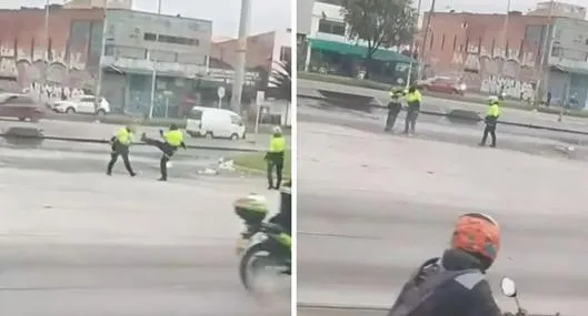 Policía que agredió a compañero en un carril de Transmilenio en Bogotá