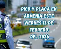 Pico y placa en Armenia (Quindío) este viernes, 13 de febrero del 2026