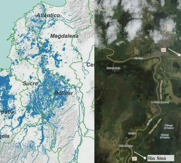 Efectúan mapeo satelital de la grave inundación en Córdoba para la gestión de la emergencia