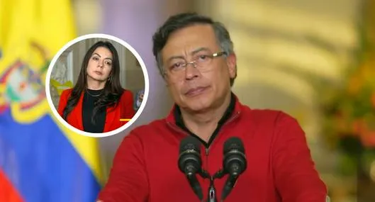 Quién es Nhora Mondragón, mujer de rojo que apareció con Gustavo Petro en la alocución en defensa del aumento del salario mínimo.