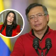 Quién es Nhora Mondragón, mujer de rojo que apareció con Gustavo Petro en la alocución en defensa del aumento del salario mínimo.