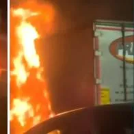 Camión se incendió en importante vía cerca de Bogotá: pánico por las llamas