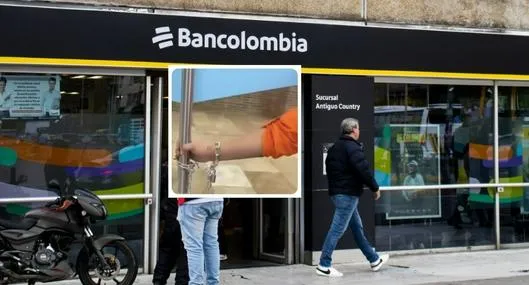 Bancolombia responde por mujer que se encadenó en sede de Villavicencio (video)
