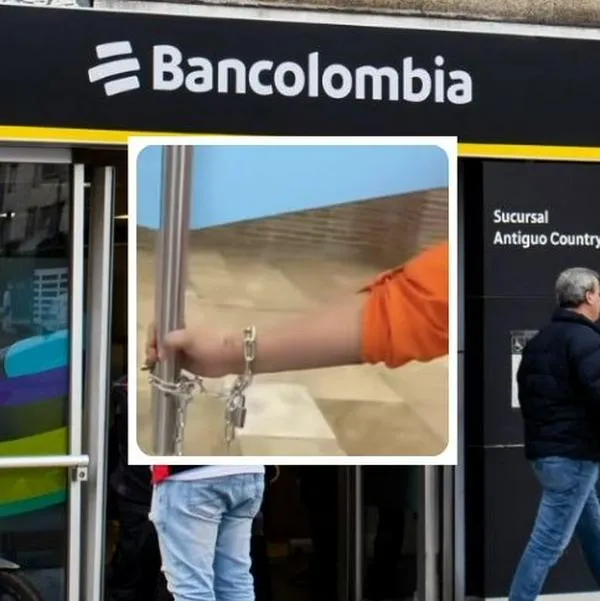 Bancolombia responde por mujer que se encadenó en sede de Villavicencio (video)