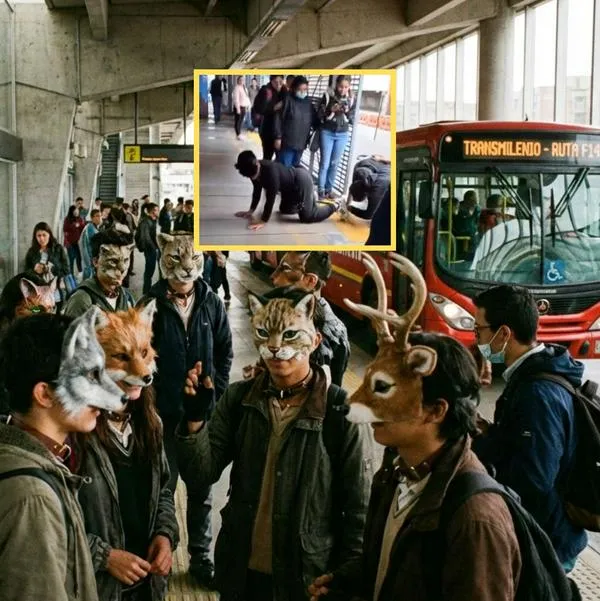 Graban grupo de therian en Transmilenio Bogotá y llevan bolsas para necesidades