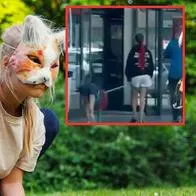 Mujer paseó a un 'therian' con correa en España y quedó captada en video