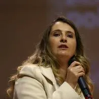 BOGOTÃ, COLOMBIA - SEMPTEMBER 21: The presidential pre-candidate Paloma Valencia in a debate of the on Drug Policies in Colombia in the Andes University in BogotÃ¡, Colombia, September 21 2021. The Presidential Election of Colombia of 2022 will be held on May 29, 2022, in it will be chosen the President and Vice President of the country for the period 2022-2026. (Photo by Juan David Moreno/Anadolu Agency via Getty Images)