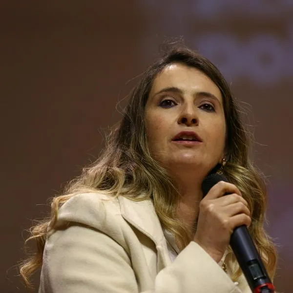 BOGOTÃ, COLOMBIA - SEMPTEMBER 21: The presidential pre-candidate Paloma Valencia in a debate of the on Drug Policies in Colombia in the Andes University in BogotÃ¡, Colombia, September 21 2021. The Presidential Election of Colombia of 2022 will be held on May 29, 2022, in it will be chosen the President and Vice President of the country for the period 2022-2026. (Photo by Juan David Moreno/Anadolu Agency via Getty Images)