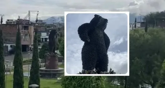 Qué representa la escultura de balas y municiones en Colombia: Oso de anteojos