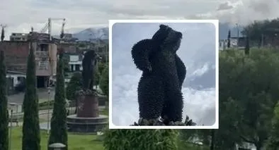 Qué representa la escultura de balas y municiones en Colombia: Oso de anteojos