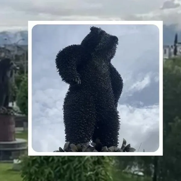 Qué representa la escultura de balas y municiones en Colombia: Oso de anteojos